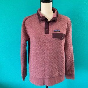 Patagonia Half Snap Quilted Pullover Sweater - Red Heather & Burgundy